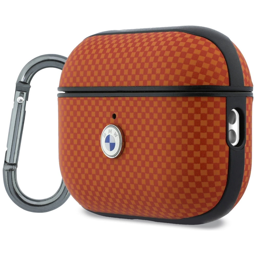 BMW Textured Sign Kevlar Metal Logo do AirPods Pro 3 Orange