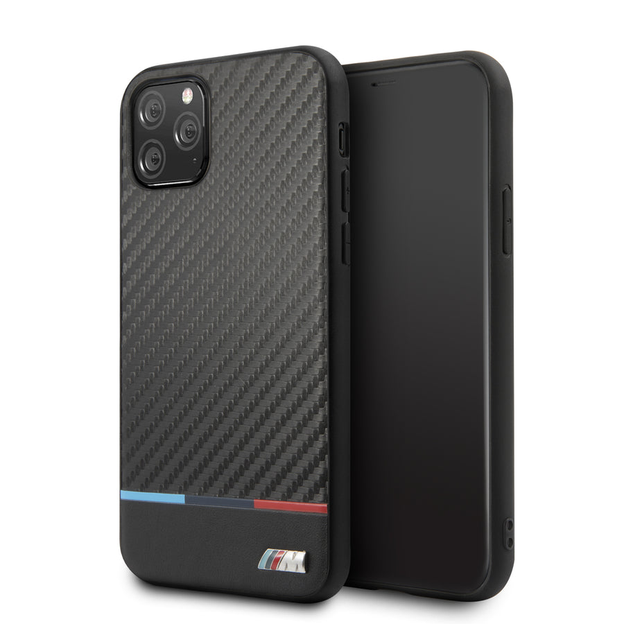 BMW BMHCN58PUCARTCBK iPhone 11 Pro Leather Black Collection Smooth Tricolor Stripe