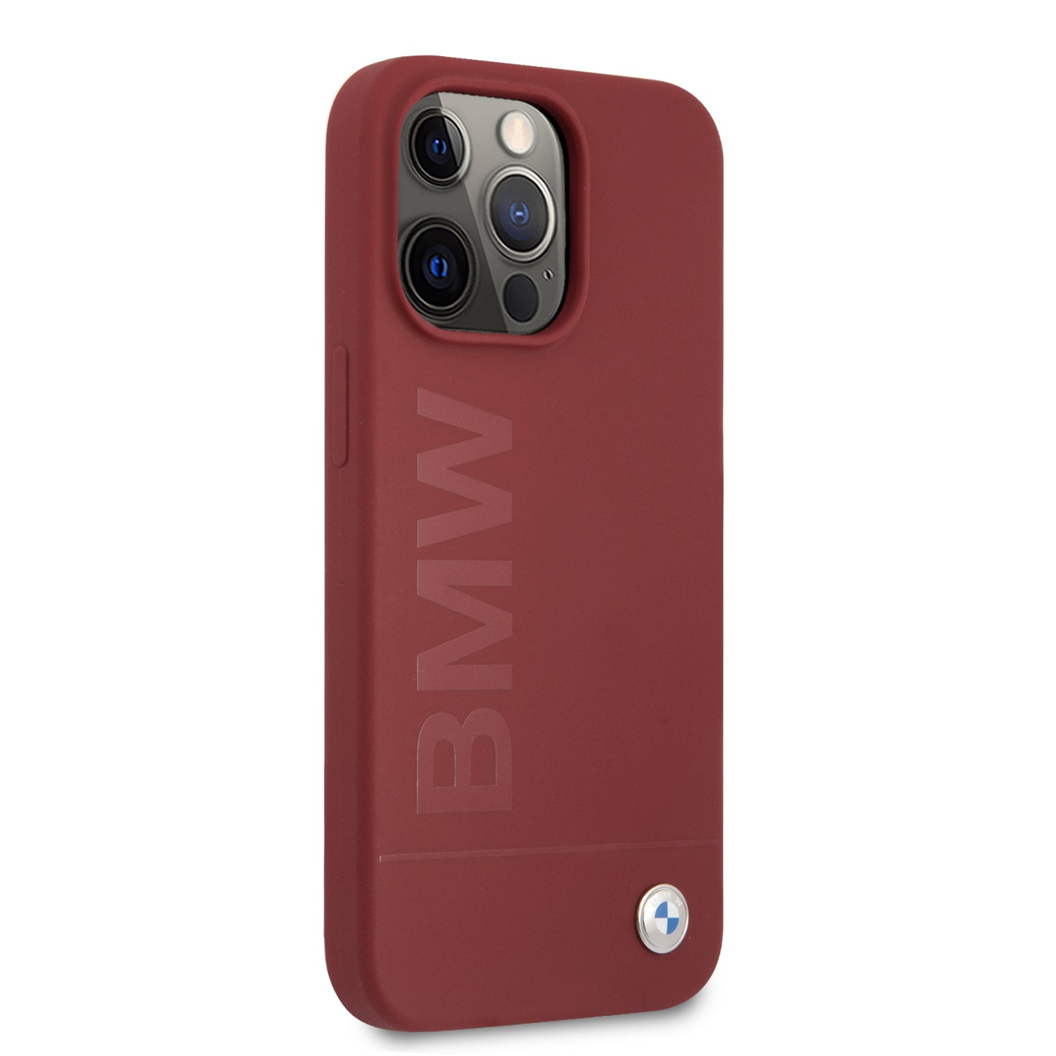 BMW BMHCP13LSLBLRE iPhone 13 Pro Red hardcase Liquid Silicone Case Tone On Ton Metal Logo