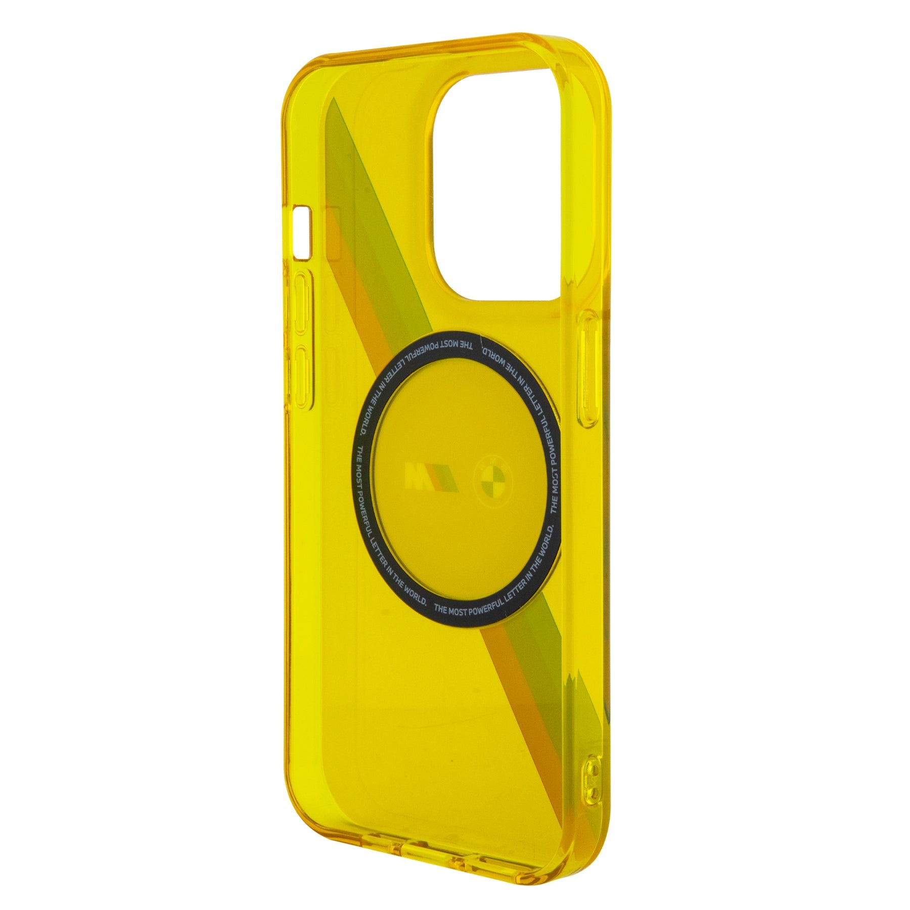 BMW BMHMP15LHDTY iPhone 15 Pro Yellow hardcase Tricolor Strips MagSafe