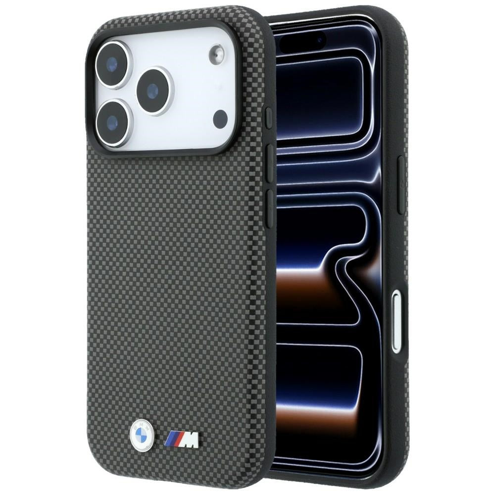 BMW BMHMP18X25SWPUKEA M Quadrille Kevlar Metal Logo MagSafe Case for iPhone 18 Pro Max / 17 Pro Max Grey