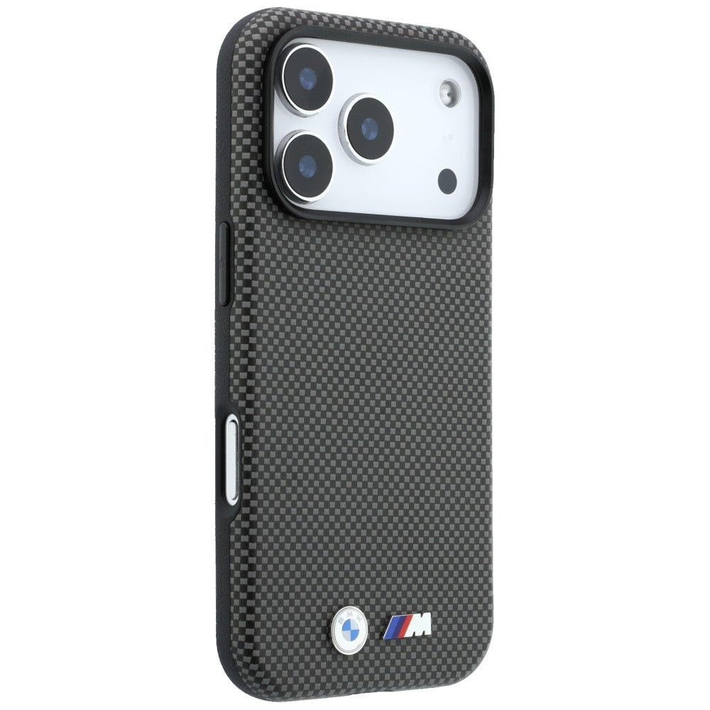 BMW BMHMP18X25SWPUKEA M Quadrille Kevlar Metal Logo MagSafe Case for iPhone 18 Pro Max / 17 Pro Max Grey