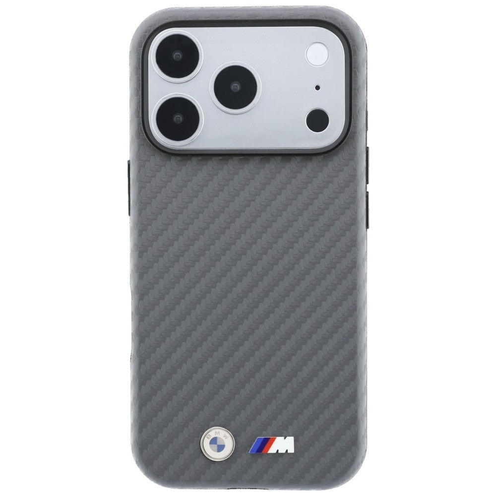 BMW M BMHMP18X26SWPCILA Carbon Metal Logo MagSafe Case for iPhone 18 Pro Max / 17 Pro Max Grey
