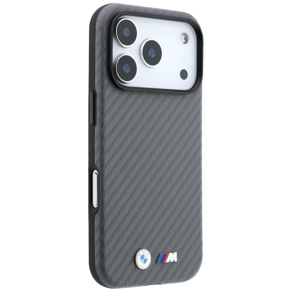 BMW M BMHMP18X26SWPCILA Carbon Metal Logo MagSafe Case for iPhone 18 Pro Max / 17 Pro Max Grey