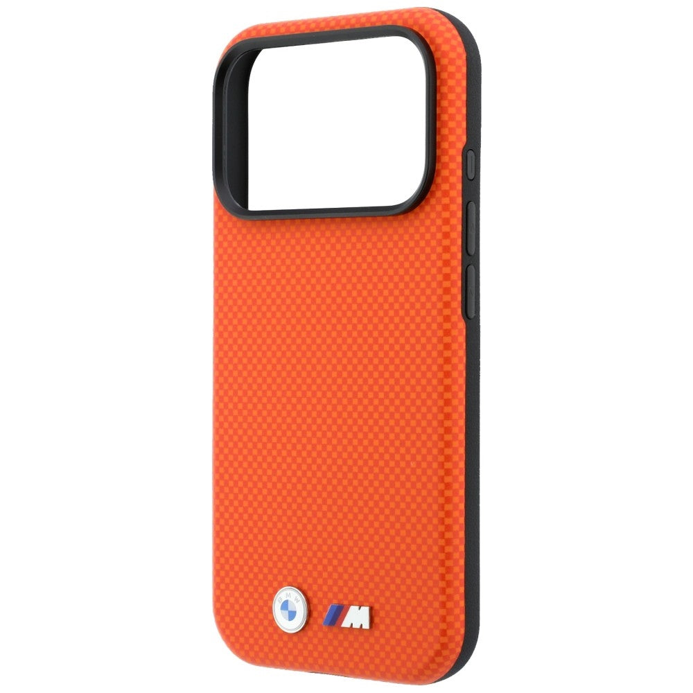 BMW BMHMP18X25SWPUKEO M Quadrille Kevlar Metal Logo MagSafe Case for iPhone 18 Pro Max / 17 Pro Max Orange