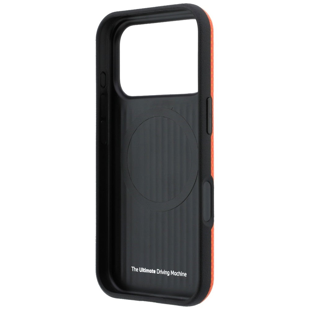 BMW BMHMP18X25SWPUKEO M Quadrille Kevlar Metal Logo MagSafe Case for iPhone 18 Pro Max / 17 Pro Max Orange