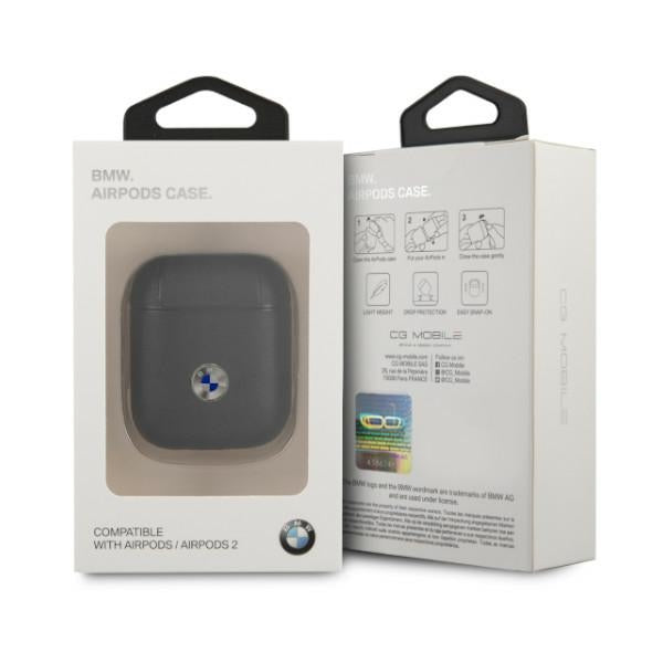 BMW BMA2SSLBK AirPods 1/ Airpods 2 cover black Geniune Leather Silver Logo
