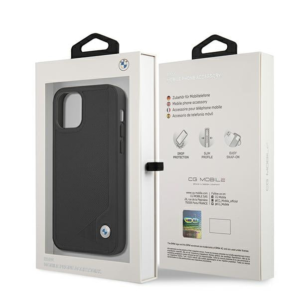 Case for BMW BMHCP12SRCDPK iPhone 12 mini black hardcase Leather Deboss