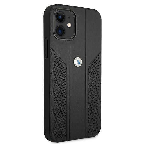 Case for BMW BMHCP12SRSPPK iPhone 12 mini black hardcase Leather Curve Perforate