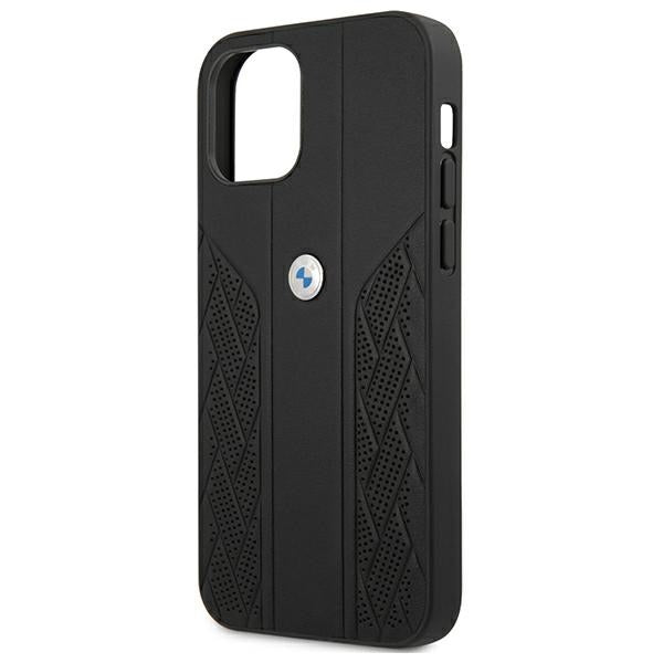 Case for BMW BMHCP12SRSPPK iPhone 12 mini black hardcase Leather Curve Perforate