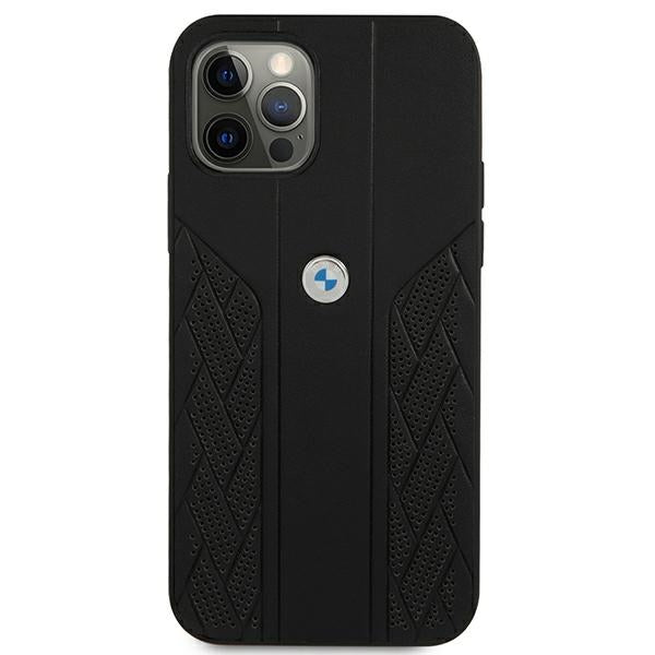 BMW BMHCP12LRSPPK iPhone 12 Pro Max black hardcase Leather Curve Perforate