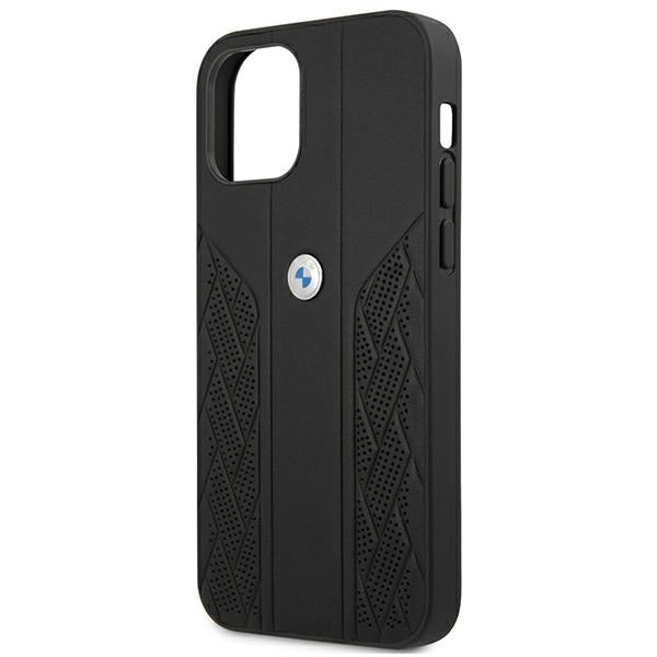 BMW BMHCP12LRSPPK iPhone 12 Pro Max black hardcase Leather Curve Perforate