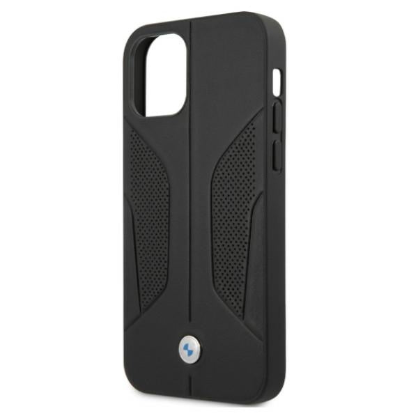 BMW BMHCP12MRSCSK iPhone 12/12 Pro black hardcase Leather Perforate Sides