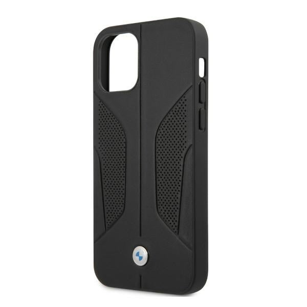 BMW BMHCP12LRSCSK iPhone 12 Pro Max black hardcase Leather Perforate Sides