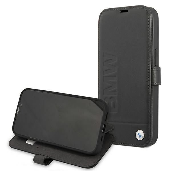 BMW BMFLBKP13MSLLBK iPhone 13 mini black Real Leather book Signature