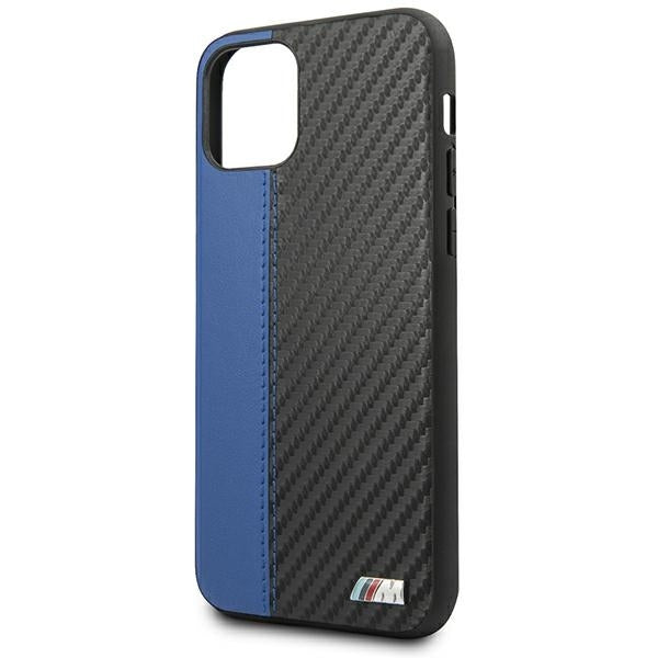 BMW BMHCN61MCARBL iPhone 11 / Xr black hardcase M Collection PU Carbon Blue Stripe