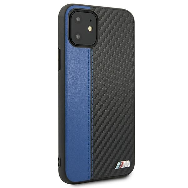 BMW BMHCN61MCARBL iPhone 11 / Xr black hardcase M Collection PU Carbon Blue Stripe