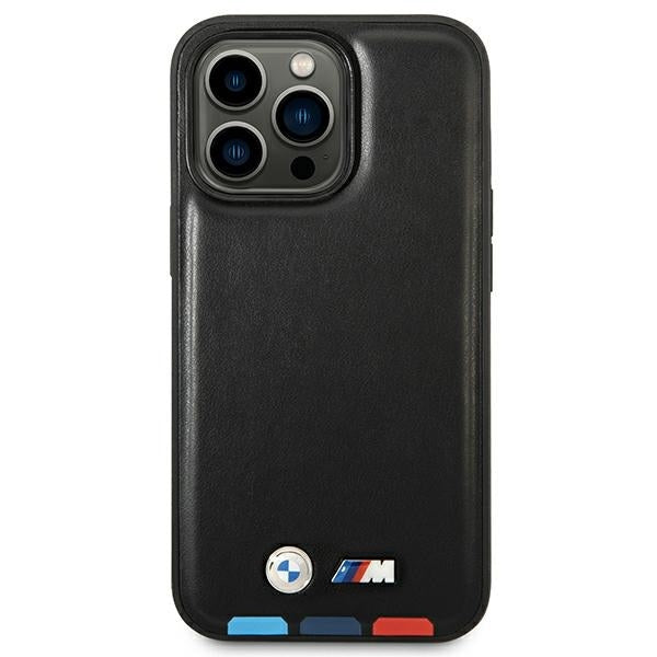 BMW BMHCP14L22PTDK iPhone 14 Pro black Leather Stamp Tricolor