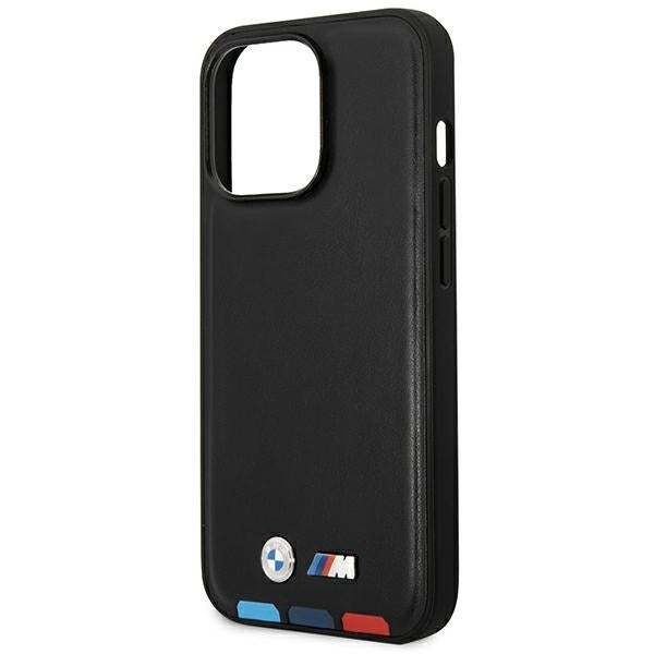 BMW BMHCP14L22PTDK iPhone 14 Pro black Leather Stamp Tricolor