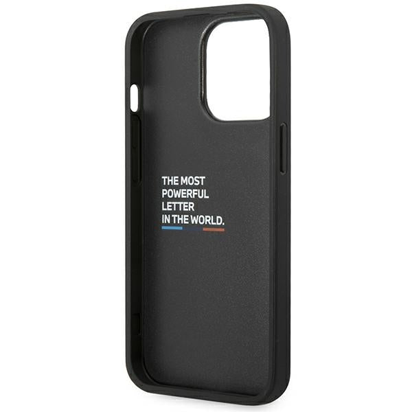 BMW BMHCP14L22PTDK iPhone 14 Pro black Leather Stamp Tricolor