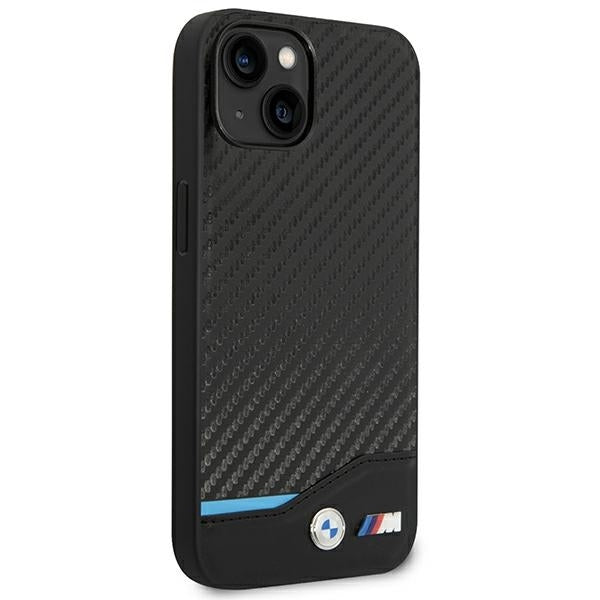 BMW BMHCP14M22NBCK iPhone 14 Plus / 15 Plus black Leather Carbon