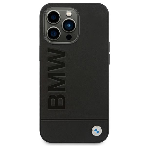 Case for BMW BMHCP14LSLLBK iPhone 14 Pro black Leather Stamp