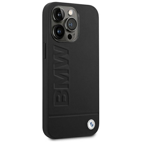 Case for BMW BMHCP14LSLLBK iPhone 14 Pro black Leather Stamp