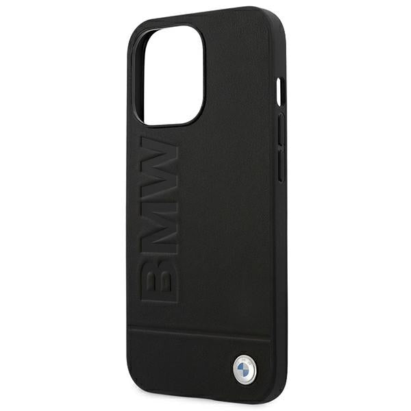 Case for BMW BMHCP14LSLLBK iPhone 14 Pro black Leather Stamp