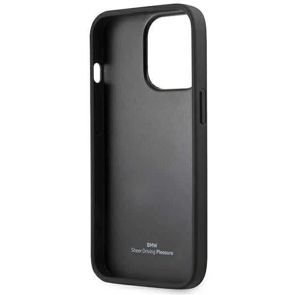 Case for BMW BMHCP14LSLLBK iPhone 14 Pro black Leather Stamp