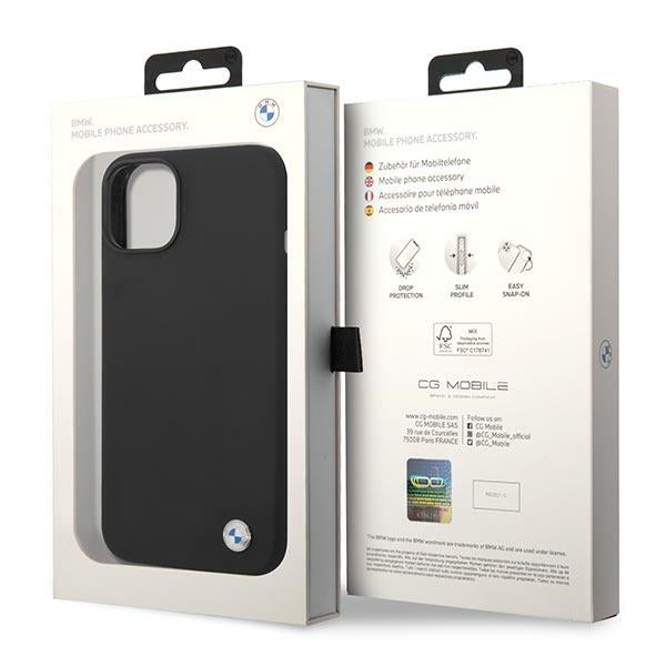 Case for BMW BMHCP14SSILBK iPhone 14 / 15 / 13 black Silicone Metal Logo