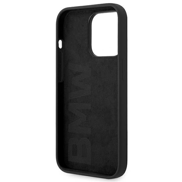 BMW BMHCP14XSILBK Case for iPhone 14 Pro Max black Silicone Metal Logo