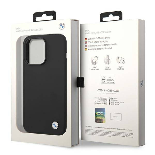 BMW BMHCP14XSILBK Case for iPhone 14 Pro Max black Silicone Metal Logo