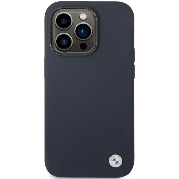 Case for BMW BMHCP14LSILNA iPhone 14 Pro navy Silicone Metal Logo