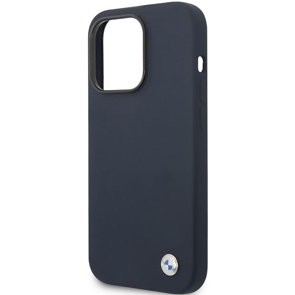 Case for BMW BMHCP14LSILNA iPhone 14 Pro navy Silicone Metal Logo