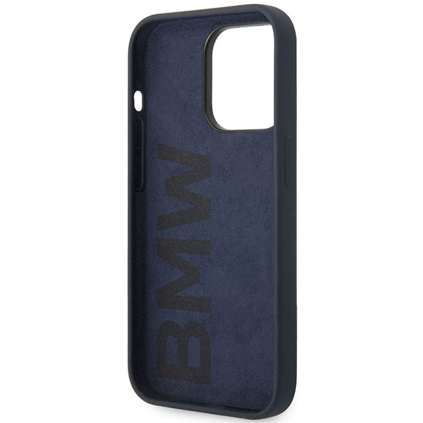 Case for BMW BMHCP14LSILNA iPhone 14 Pro navy Silicone Metal Logo