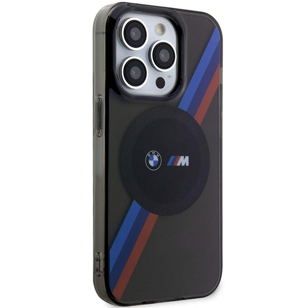 BMW BMHMP14XHDTK iPhone 14 Pro Max grey hardcase Tricolor Stripes MagSafe