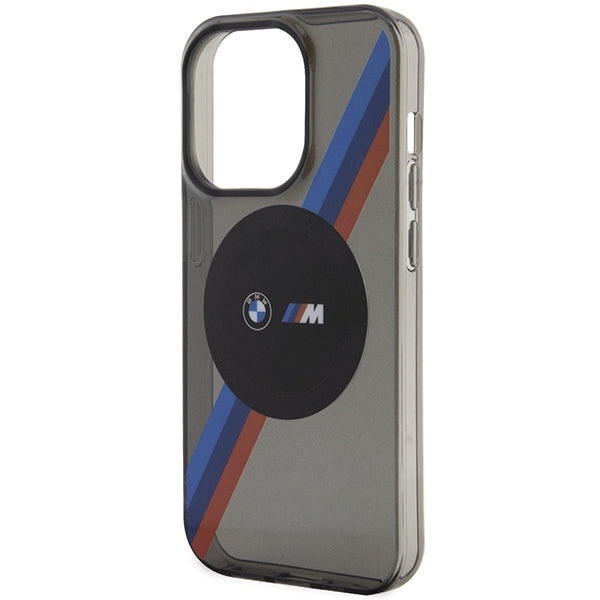 BMW BMHMP14XHDTK iPhone 14 Pro Max grey hardcase Tricolor Stripes MagSafe