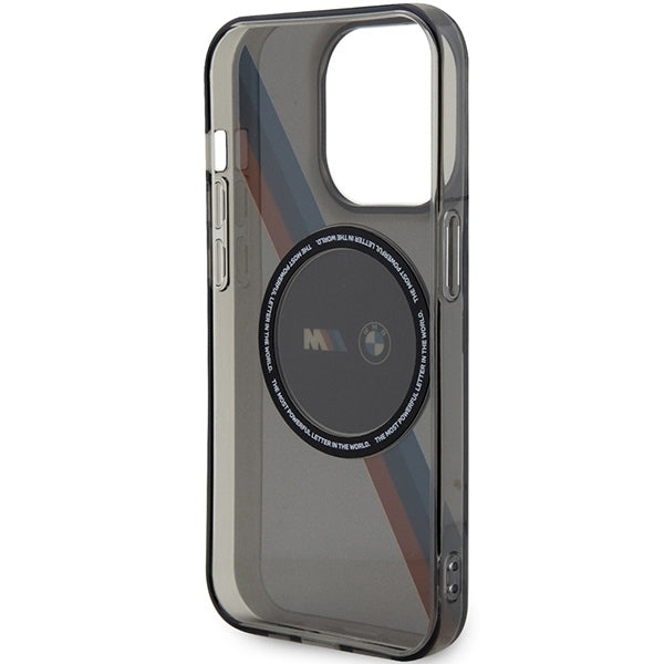 BMW BMHMP14XHDTK iPhone 14 Pro Max grey hardcase Tricolor Stripes MagSafe