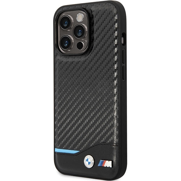 BMW BMHCP13L22NBCK iPhone 13 Pro / 13  black hardcase Leather Carbon