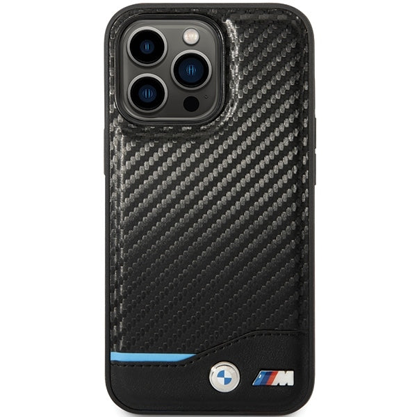 BMW BMHCP13L22NBCK iPhone 13 Pro / 13  black hardcase Leather Carbon