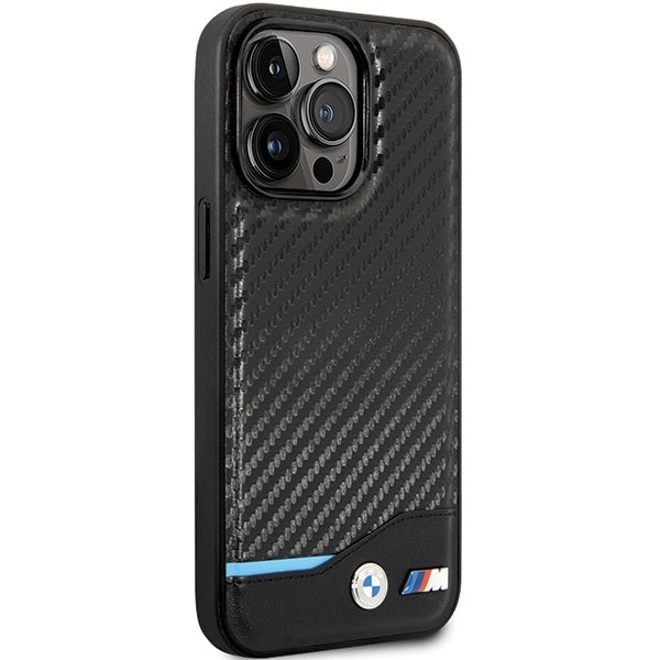 BMW BMHCP13L22NBCK iPhone 13 Pro / 13  black hardcase Leather Carbon