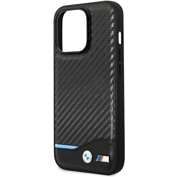 BMW BMHCP13L22NBCK iPhone 13 Pro / 13  black hardcase Leather Carbon