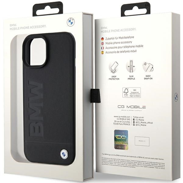 BMW BMHCP15SSLLBK iPhone 15 / 14 / 13 black Leather Hot Stamp