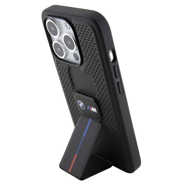 BMW BMHCP15XGSPPRK iPhone 15 Pro Max black hardcase Grip Stand Smooth & Perforated