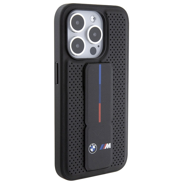 BMW BMHCP15XGSPPRK iPhone 15 Pro Max black hardcase Grip Stand Smooth & Perforated