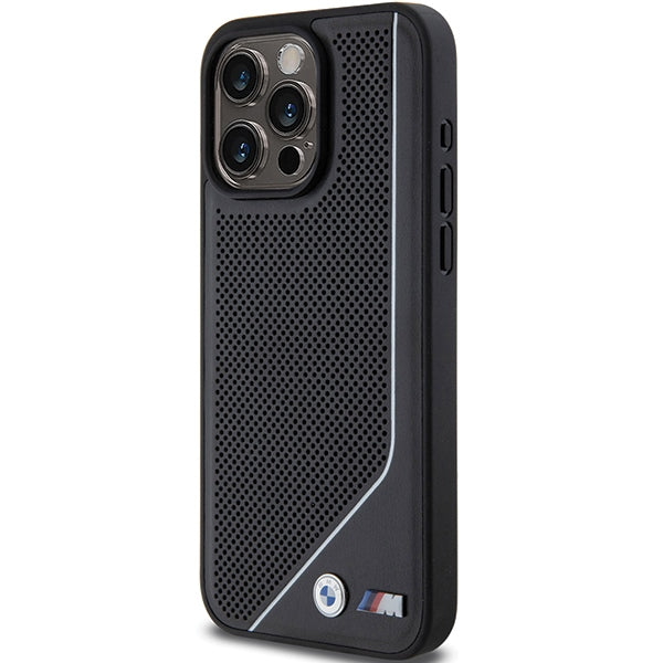 BMW BMHMP15L23PUCPK iPhone 15 Pro  black hardcase Perforated Twisted Line MagSafe