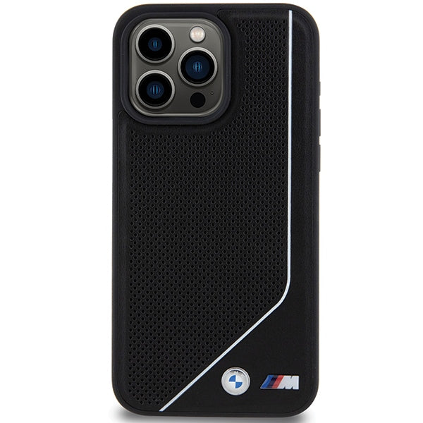 BMW BMHMP15L23PUCPK iPhone 15 Pro  black hardcase Perforated Twisted Line MagSafe