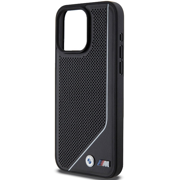 BMW BMHMP15L23PUCPK iPhone 15 Pro  black hardcase Perforated Twisted Line MagSafe