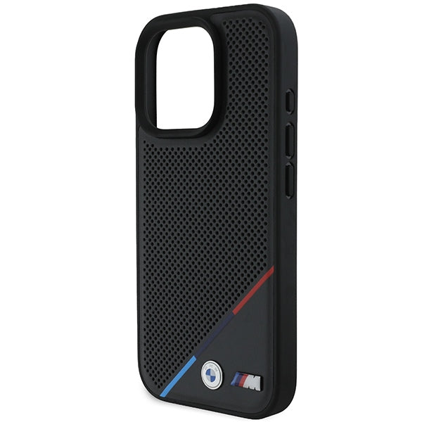 BMW BMHMP16L23PUPDK iPhone 16 Pro black hardcase M Perforated Tricolor Line MagSafe