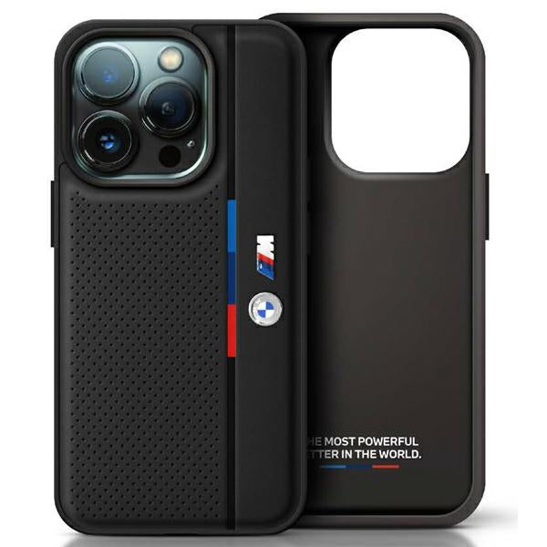 BMW BMHCP16L23PUPVK iPhone 16 Pro black hardcase M Perforated Tricolor Detail Line